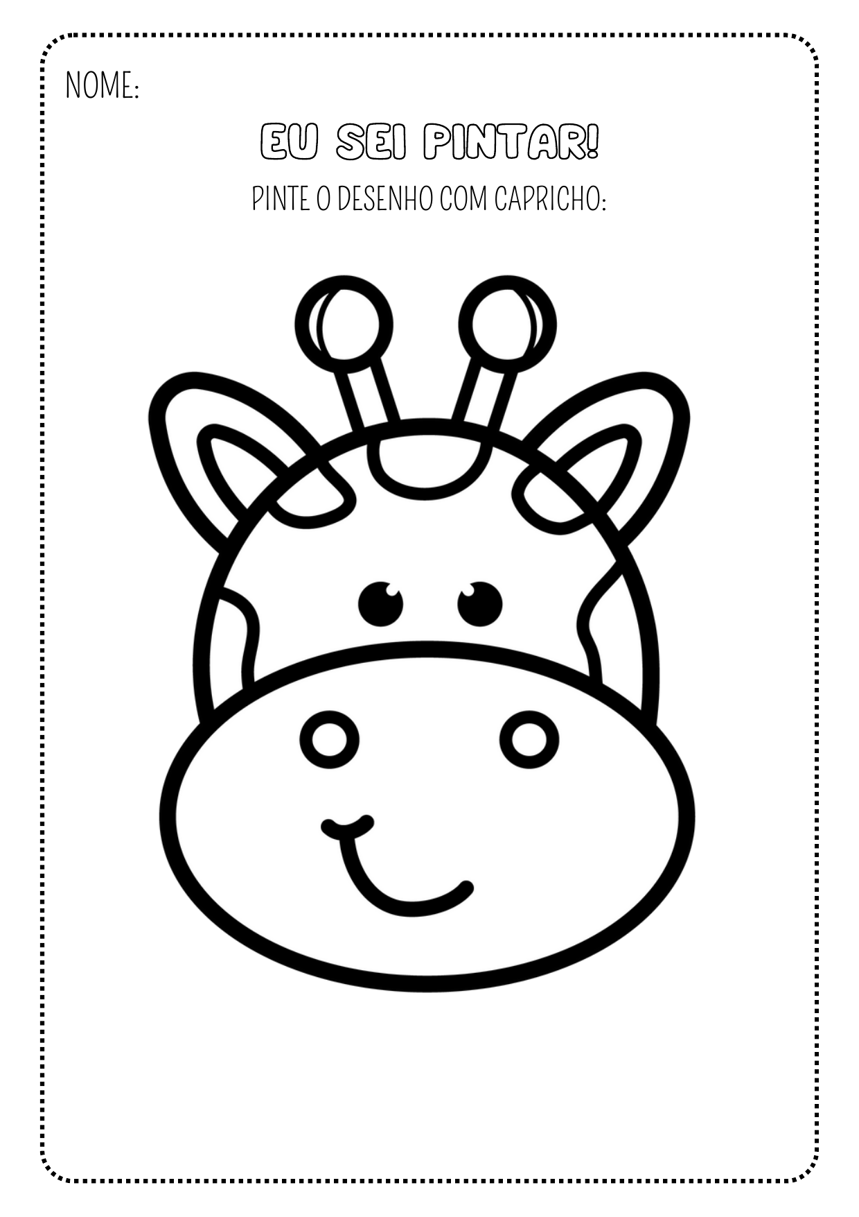 Carinha de girafa sorridente — atividade do Super Kit Vamos Pintar