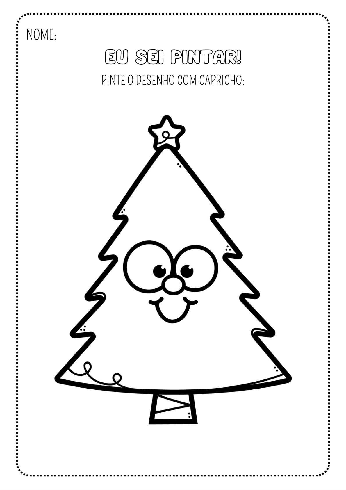 Árvore de Natal sorridente com estrela — atividade do Super Kit Vamos Pintar