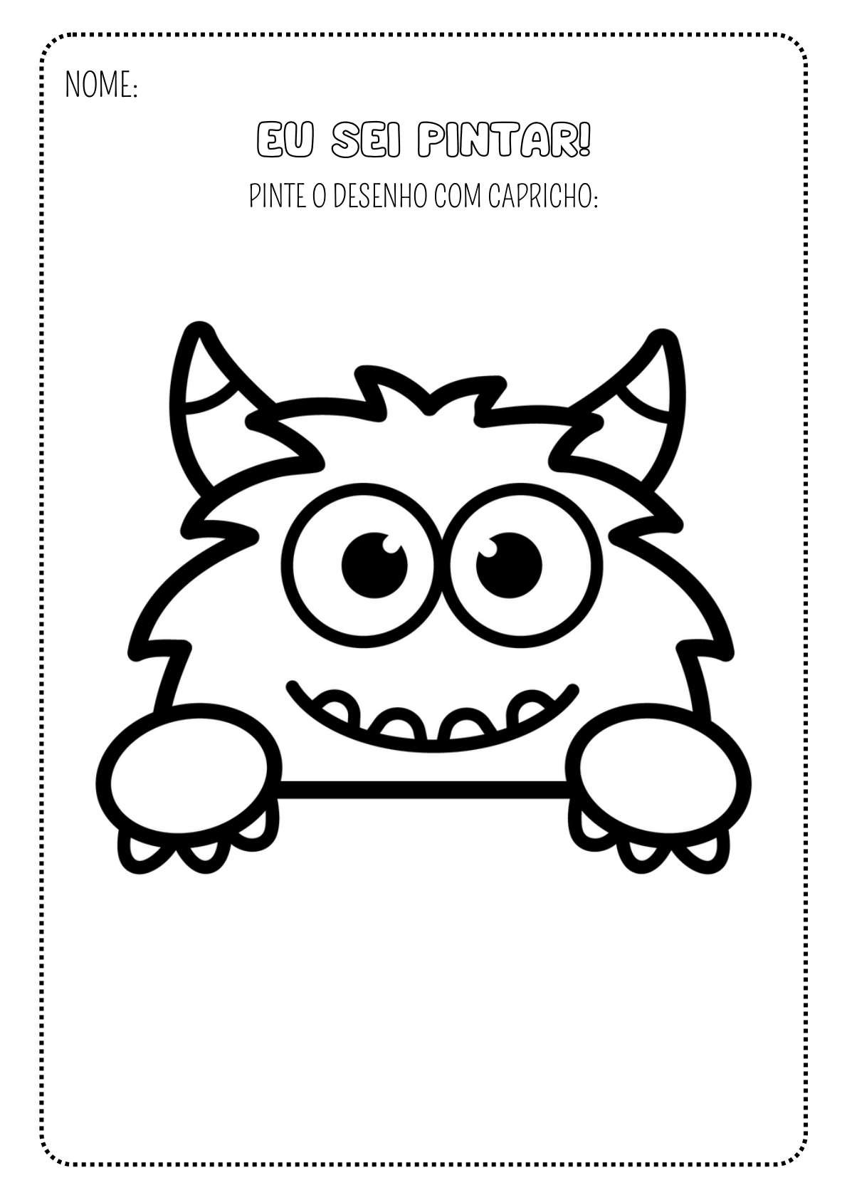 Monstrinho divertido sorrindo — atividade do Super Kit Vamos Pintar